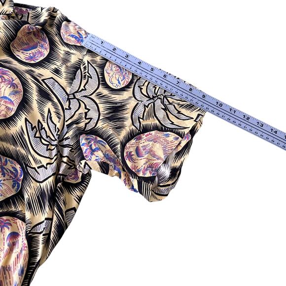 Vintage Reyn Spooner Hawaiian Shirt Men’s XL Yellow Hula Girls Palm Trees Button - Picture 9 of 10